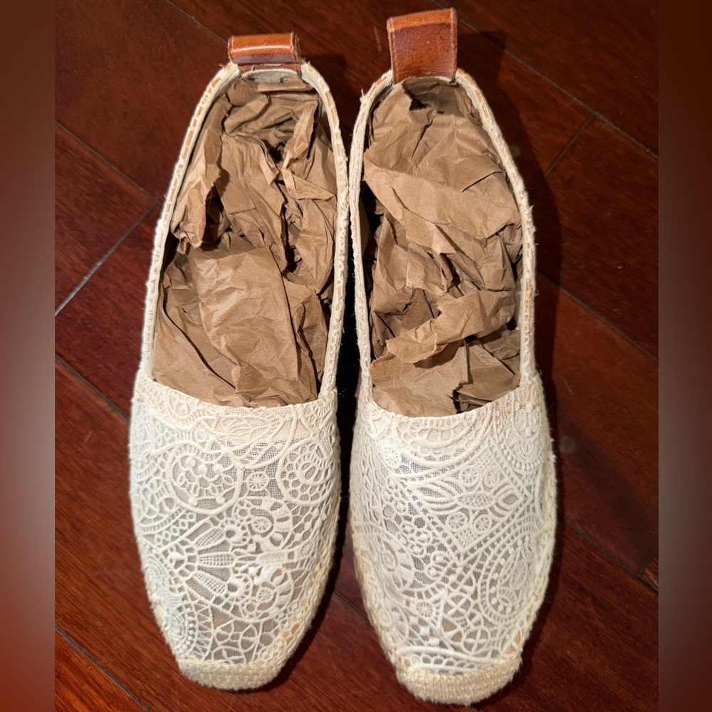 Chloe Ivory Lace Espadrille Slip-Ons